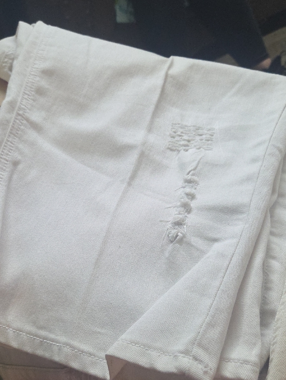 Catherines Cream Cotton Blend Pants with Silver Button - Picture 4 of 7